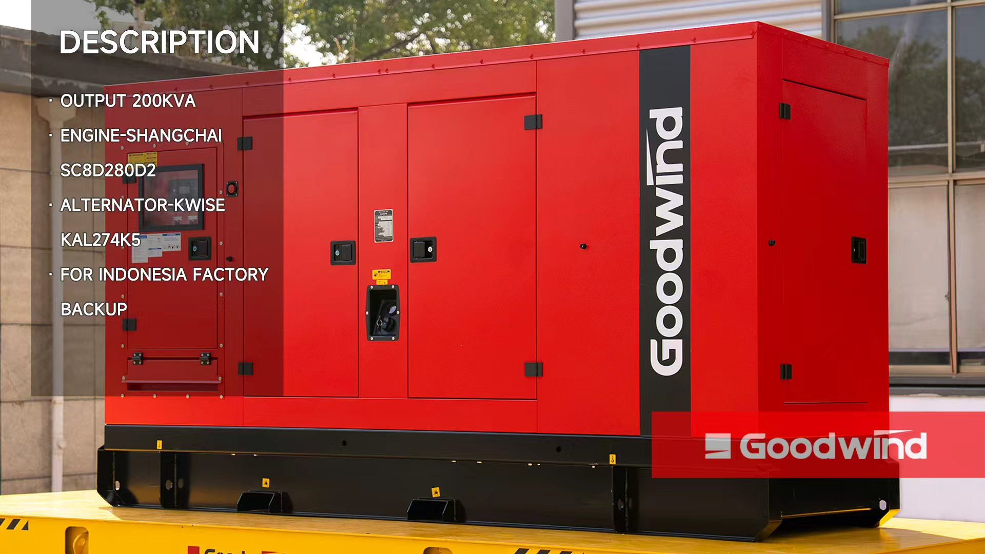 Goodwind Power Generator - 200kva Shangchai (SDEC) silent series