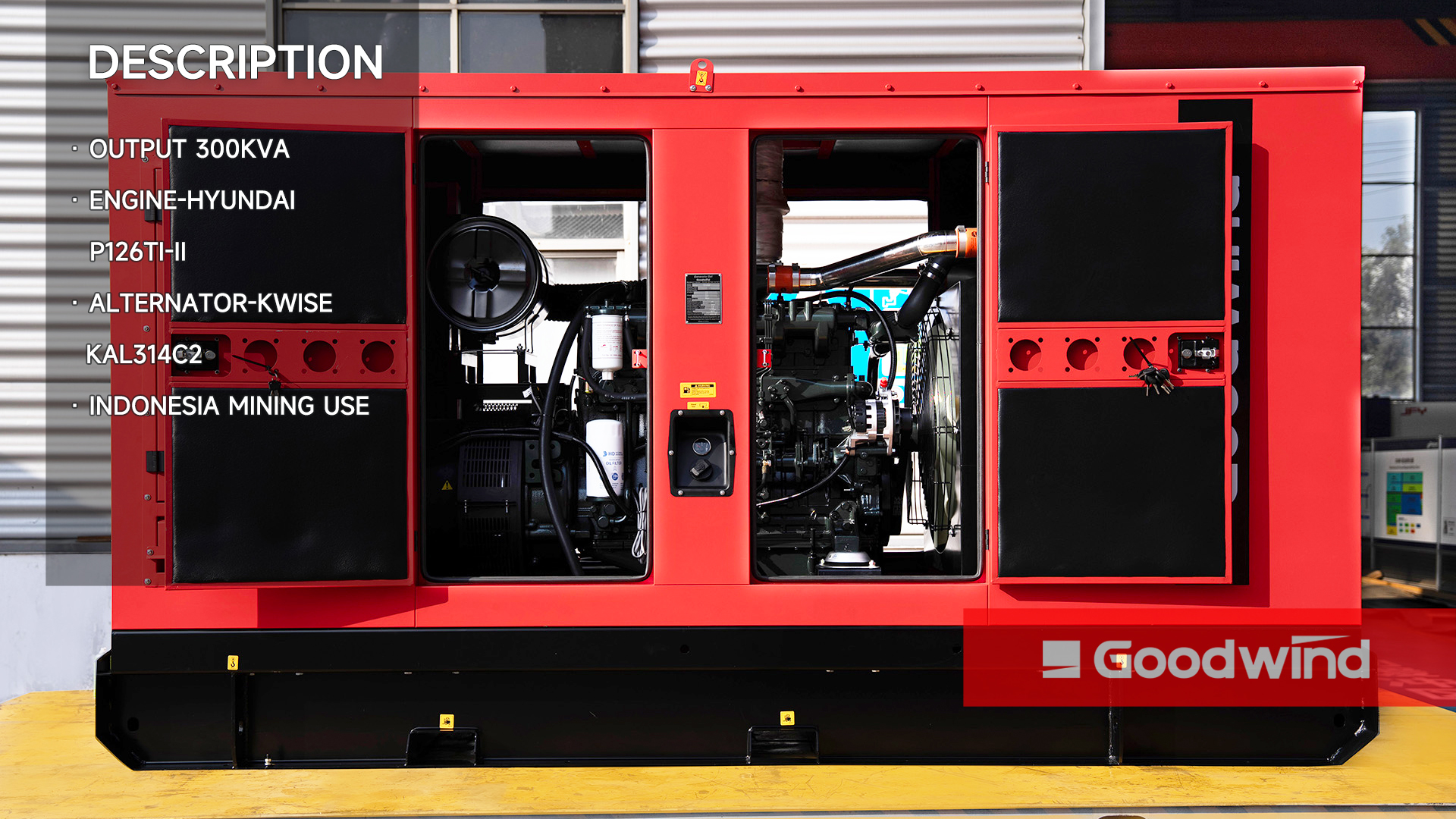Goodwind Power Generator - 300kva Hyundai silent series