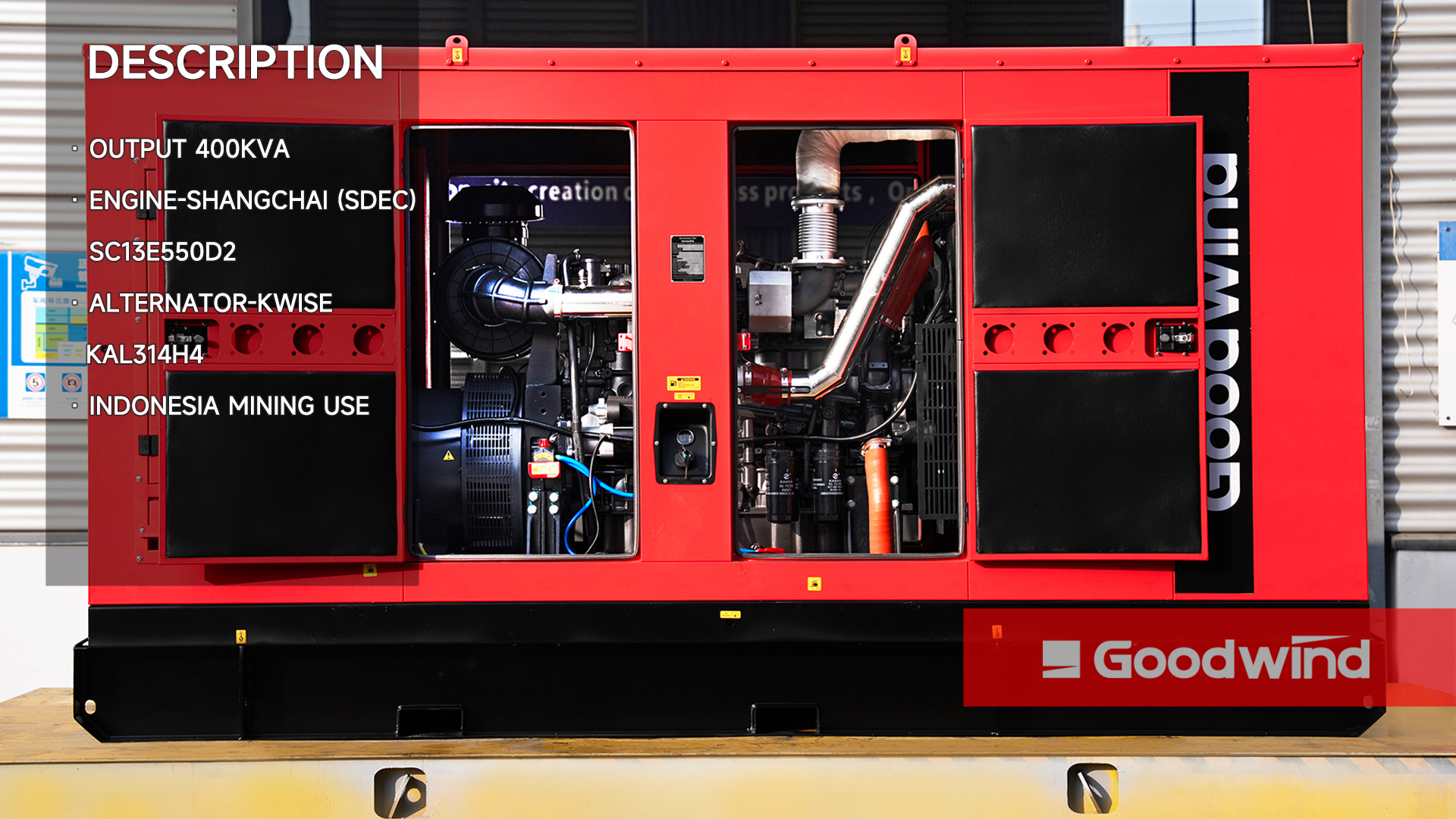 Goodwind Power Generator - 400kva Shangchai (SDEC) silent series