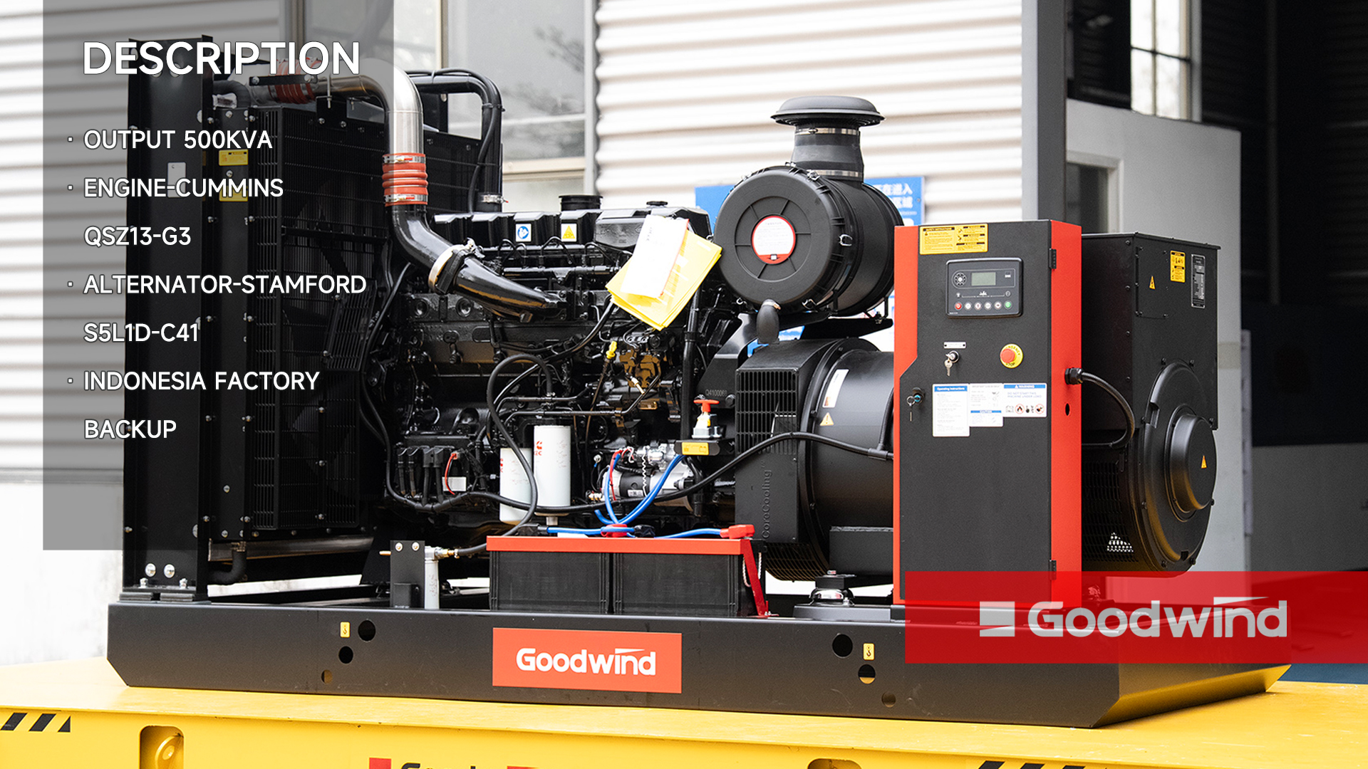 Goodwind Power Generator - 500kva Cummins Open type series